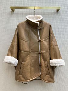 Vestes pour femmes automne et hiver un type de manteau manteau revers version ample densité chaleur épaisse cuir super doux