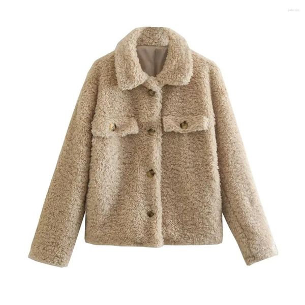 Damesjassen herfst- en winterfluweel verdikte fleece jas met lange mouwen overhemd 3046274
