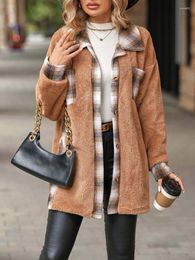 Damesjassen Herfst namaakbontjas Dames Teddyjack Dames Winter Plaid Pluizig Pluche Voor