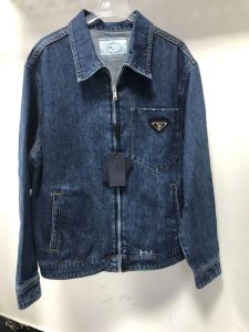 Vestes pour femmes automne Nouveau triangle classique Design veste en jean bleu foncé