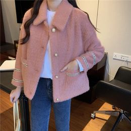 Damesjassen herfst/winter 2023 Koreaanse versie van ins mode retro temperament wild verdikte imitatie mink fluweel jas vrouwen