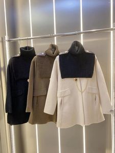 Vestes pour femmes automne/hiver 23 manteau, vêtements de styliste de qualité supérieure, veste de luxe à col en v, combinaison à col enveloppant à la mode