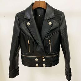 Jackets para mujeres Autumn/Invierno Estilo británico Jacket Demtable Hem Lion Head Button Motorcycle Leather