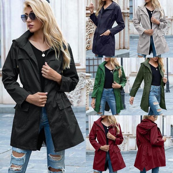 Vestes pour femmes automne hiver à capuche taille combinaison de pluie fermeture éclair femmes imperméable en plein air alpinisme manteau vêtements femmes Jaqueta