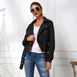 Damesjacks herfst winter vrouwen kleding uit het versleten jas zip plus size bomber jas dames klassiek op fietser gewatteerde tops