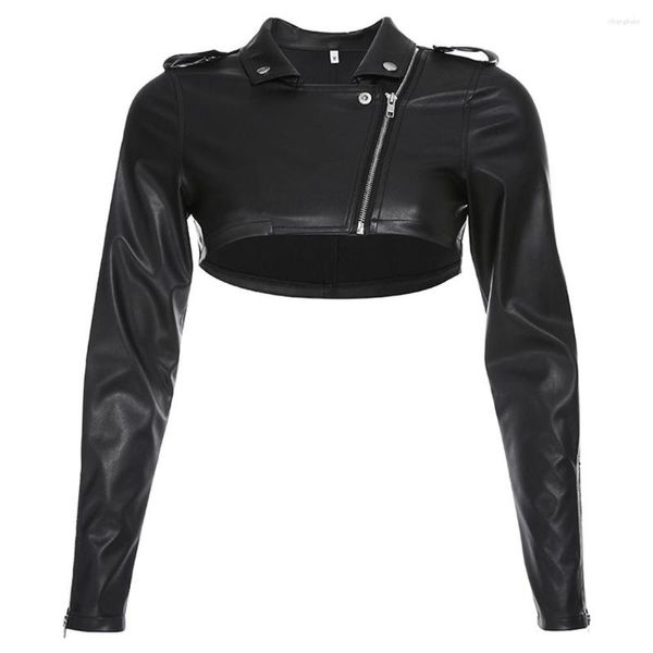 Vestes pour femmes automne femmes PU cuir Crop veste Vintage épicé filles mode moto Racer Harajuku gothique Y2k noir manteau