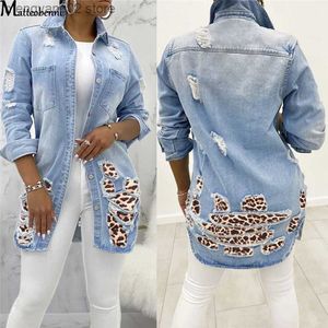 Vestes pour femmes automne femmes Sexy déchiré Patchwork Denim Vintage décontracté Jean à manches longues hiver femme manteau Streetwear T230724