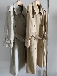 Damesjassen AW Niche Designer Doublebreasted Doublecollar Coat Overtheknee Midlength Windjack Britse stijl Elegant 230918
