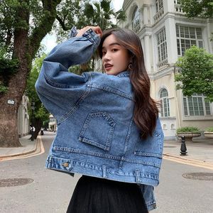 Damesjassen Basis Women Design BF Style All-match Blue Denim Coats Mujer Harajuku Lady Outsed Spring Casual Solid Teenagers