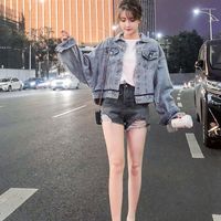 Vestes pour femmes chauve-souris à manches longues gland veste en jean femmes ample décontracté coréen printemps tendance étudiants vêtements d'extérieur courts femme