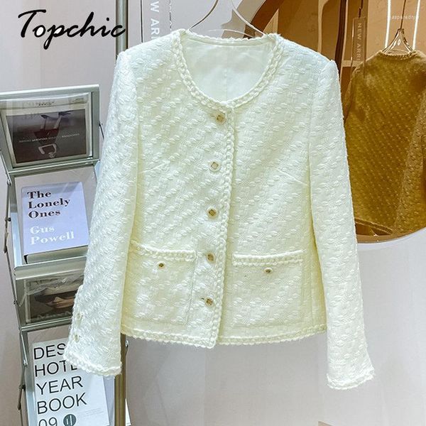 Chaquetas para mujeres beige lana abrigo mujeres lujo de alta calidad elegante chaqueta de tweed corta 2023 ropa de invierno otoño moda coreana