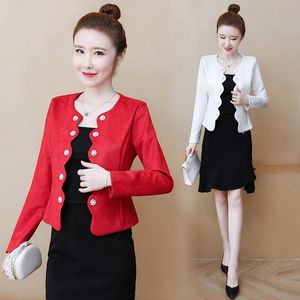 Vestes pour femmes grande taille 4XL femmes bureau dame porter costume Blazer couleur unie perles manteau décontracté veste à manches longues col rond Outwear Blazers E3