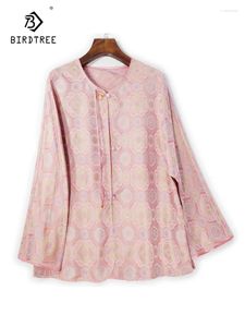 Vestes pour femmes Birdtree Real Silk Song Brocade Elegant Coat Femme Femme Long Manche Jacquard Retro Chine