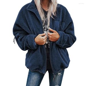 Vestes pour femmes veste noire Zip Up manteau d'hiver femmes manteaux décontractés et Cardigan à manches longues dames solide en peluche vêtements d'extérieur mode