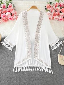 Damesjassen Boheemse vesten retro etnische stijl geborduurde jas vrouwen middellange tassel vakantie zonnebrandcrème zomerdruppel zomerdruppel