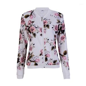 Damesjassen boho vintage bloemenprint bomber jas dames jas mooie mode o nek lange mouw streetwear outdarnen casual casaco feminino