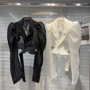 Chaquetas de mujer Borvemays Chaqueta de protección solar de seda de vidrio delgada Moda de verano Solapa de un solo pecho Color sólido suelto 2023 Abrigo WZ2118