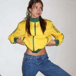 Chaquetas para mujeres brasil letra printy 2k ropa chaqueta para mujeres 2000s estética cremallera con cremallera