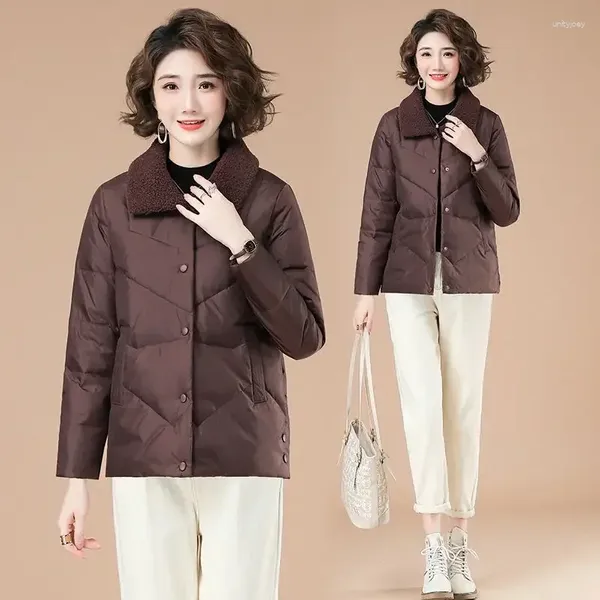 Chaquetas de mujer Marrón acolchado grueso acolchado acolchado para mujeres Relleno Mujer Abrigo 2024 Tendencia Ropa al aire libre Novedades Lujo Corea Lindo