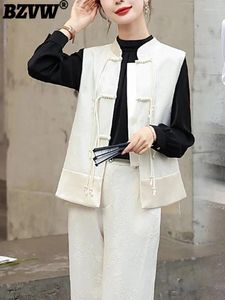 Vestes pour femmes bzvw chinois élégant imprimement rond cardigan gilet de gilet t-shirt pantalon trois pièces femmes 2024 printemps été a7948