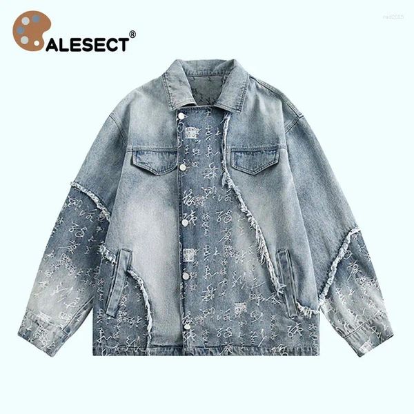 Vestes féminines Calesect 2024 tendance vintage lavé patchwork denim veste hommes hommes manteau surdimensionné bleu printemps harajuku