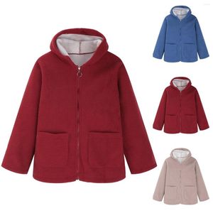 Vestes pour femmes Cardigan à capuche Zipper Fuzzy Casual Manteau polaire avec poches Pull Overs Femmes Veste de course