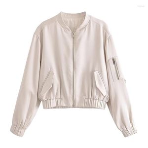 Vestes pour femmes Casual Fashion Loose Satin Texture Bomber Jacket Summer Polyvalent Baseball Uniform Tops Women's