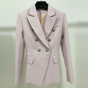 Vestes pour femmes combinaison de célébrité tissu de haute qualité double lion à poitrine double bouton slim slim fit petit manteau