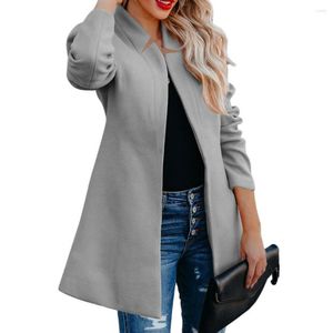 Vestes pour femmes Chic couleur pure veste d'hiver thermique femmes manteau Slim Fit point ouvert