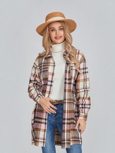 CHQCDarlys Dames S Lange Mouw Button Down Plaid Flanel Shacket Jas Casual Oversized Shirt Blouses Tops Jas