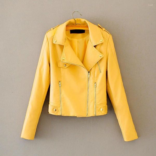 Chaquetas de mujer Chaqueta de motocicleta clásica Solapa Abrigo de corte 3D Mujeres Otoño Invierno Corto Color puro Ropa exterior