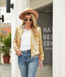 Chaquetas de mujer Ropa 2024 Lentejuelas Glitter Abrigos de manga larga Elegante Primavera Outwear Oficina Damas Ropa de calle sólida para mujeres Cumpleaños