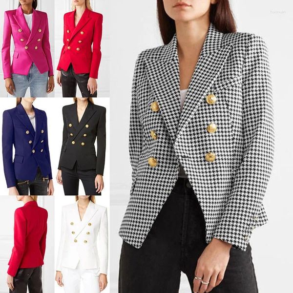 Chaquetas de mujer Abrigo Otoño Invierno 2024 Traje pequeño Mil Bird Lattice Moda Corta Doble Pecho