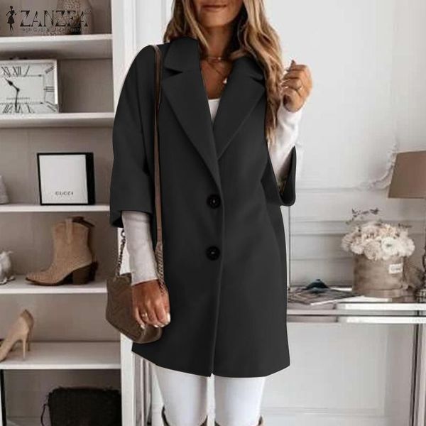 Femmes vestes manteaux 2023 dames hiver décontracté solide bouton vers le haut demi manches manteau grande taille 5XL mode longue vêtements d'extérieur revers