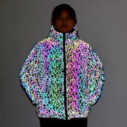 Vestes pour femmes Parkas réfléchissantes colorées Veste d'hiver Nuit Réfléchir la lumière Manteau épais Hip Hop Vêtements manteau femme hiver 230225