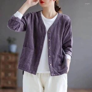 Vestes pour femmes Corduroy pour femmes Vêtements Mode coréenne Lâche surdimensionné Cardigans solides à manches longues Manteaux à simple boutonnage Tops