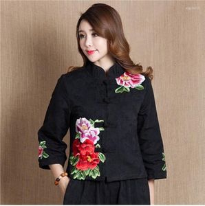 Vestes pour femmes coton et lin broderie veste courte manteau Style ethnique chinois hauts quotidien maman tenue décontracté femmes élégantes