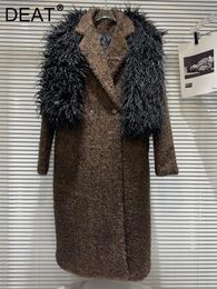 Vestes pour femmes DEAT Trendy Fashion Peluche Châle Laine Long Trench Coat 2023 Hiver Turn Down Col Manches Veste Femme 11XX7606 231215