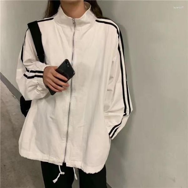 Vestes pour femmes Deeptown coréen Streetwear veste femmes surdimensionné piste mince été coupe-vent Harajuku mode collège Couple extérieur