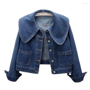 Vestes Femmes Denim Veste Femmes Court Sailor Col Lâche Jean Outwear