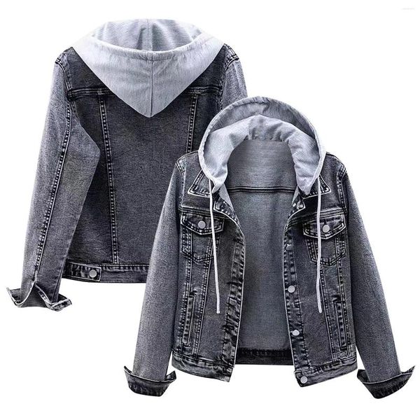 Chaquetas de mujer Denim Jean Chaqueta Moda Mujeres Terciopelo Manga larga Slim Fit con capucha Abrigo para mujer Invierno Peso pesado