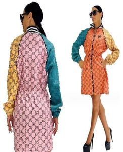 Damesjassen nieuwe designer Tops nieuwe outdoormode bedrukt patchwork lange peplumjas damesjurken