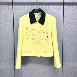 Designer des vestes pour femmes 2023 automne nouveau citron jaune en vrac de polo couvre en tweed épais manteau en tweed pour les produits tendance et stables 328 m