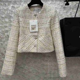 Vestes Femmes Designer 2023 Automne / Hiver Nouveau N Nanyou Gaoding Petit vent parfumé Tweed rugueux tricoté col rond mince manteau de laine court G84W