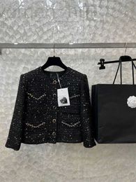 Giacche da donna firmate 2023 Autunno / Inverno New Cha Piccolo vento profumato Jacquard Catena Bordo Tasca Bottone dorato Cappotto celebrità francese Donna F7BL