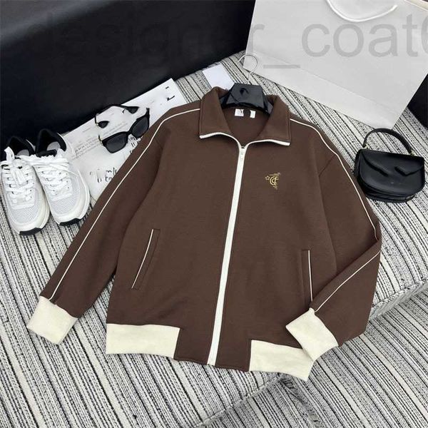 Chaquetas de mujer Diseñador 2023 Principios de otoño Nuevo Nanyou CE Contraste Color Casual y hermoso Hilo de oro Bordado Letra Cremallera Abrigo de béisbol americano AAF5