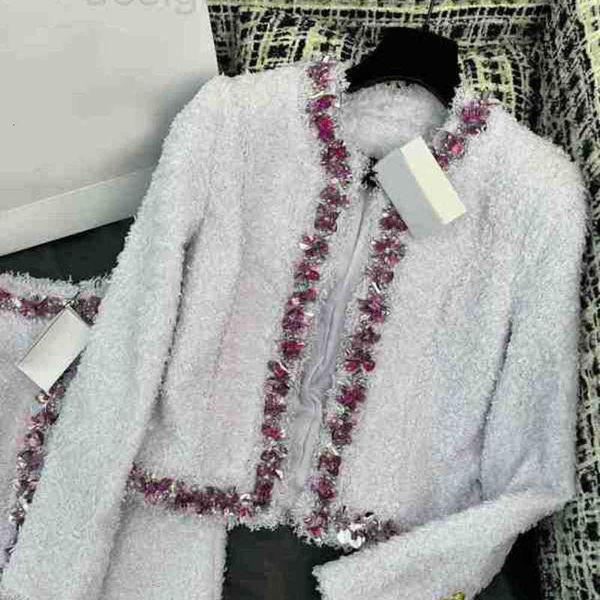 Vestes pour femmes Designer 2023 New Heavy Industry Nail Bead Celebrity Style Taro Purple Coat C4I9