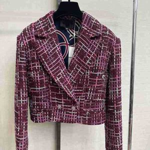 Vestes pour femmes Designer 2023 printemps/été nouveau manteau court en tweed polo rouge BO2H