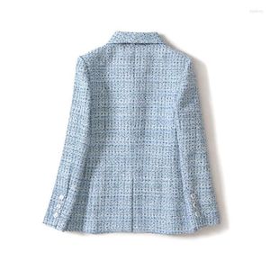 Vrouwen Jassen Designer 2023 Tweed Pak Vrouwen Koreaanse Slanke Mode Kantoor Dame Lange Mouw Plaid Korte Jassen Vrouwelijke Werkkleding