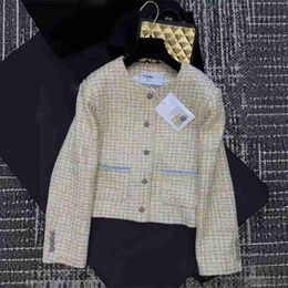 Diseñador de chaquetas para mujeres 2024 Temprano en la primavera NUEVA NANYOU CHA Elegante Celebridad Little Fragant Wind Un solo Pecho grueso Tweed colorido Tejido de coloridos para mujeres L8x1